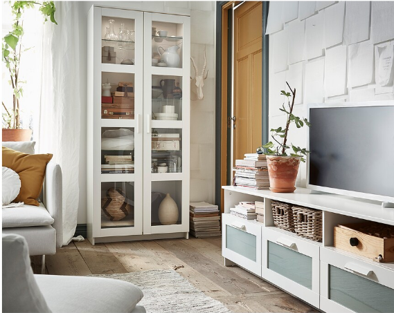 TỦ CÁNH KÍNH BRIMNES IKEA - TRẮNG 80x190 cm