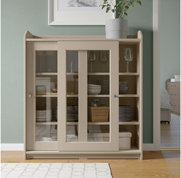 TỦ CÁNH KÍNH HAUGA IKEA - BE 105x116 cm
