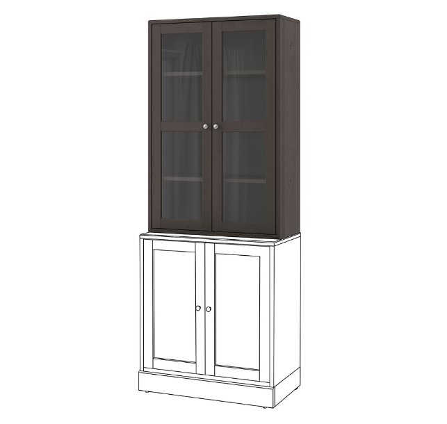 TỦ CÁNH KÍNH HAVSTA IKEA - NÂU SẪM 81x35x123 cm