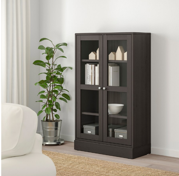 TỦ CÁNH KÍNH HAVSTA IKEA - NÂU SẪM 81x37x134 cm