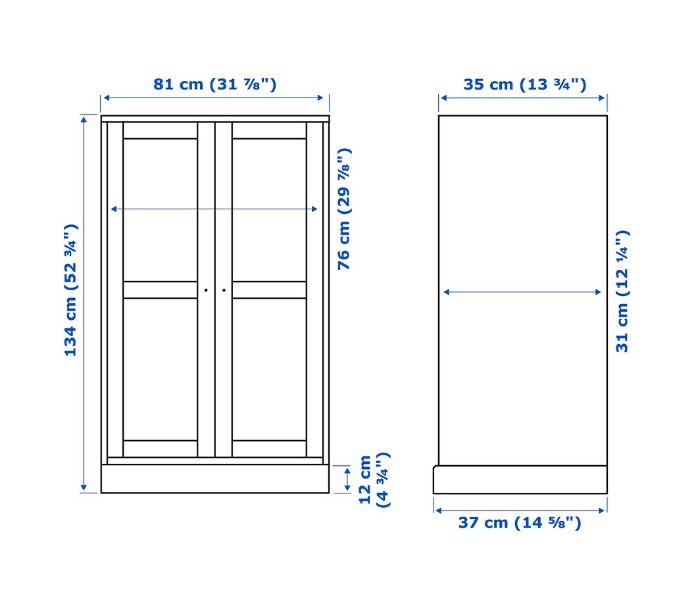 TỦ CÁNH KÍNH HAVSTA IKEA - TRẮNG 81x37x134 cm