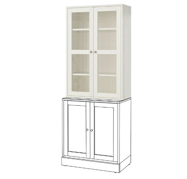 TỦ CÁNH KÍNH HAVSTA IKEA - TRẮNG 81x35x123 cm