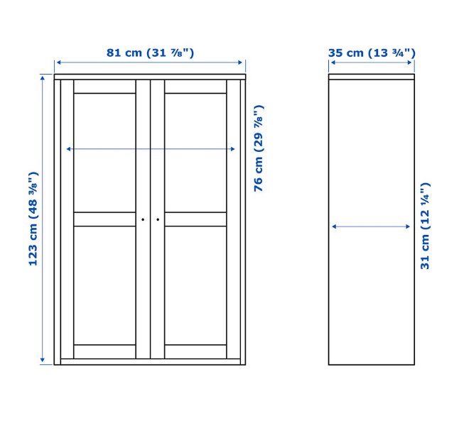 TỦ CÁNH KÍNH HAVSTA IKEA - NÂU SẪM 81x35x123 cm