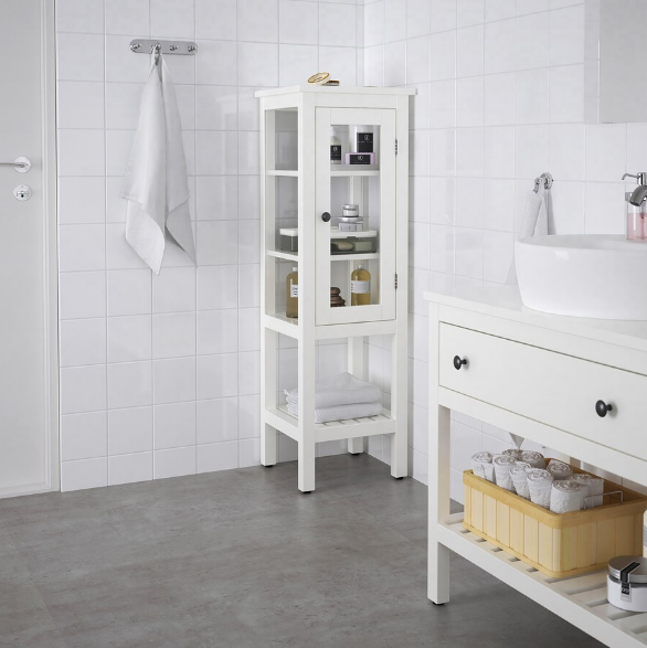 TỦ CAO CÁNH KÍNH HEMNES IKEA - TRẮNG 42x38x131 cm