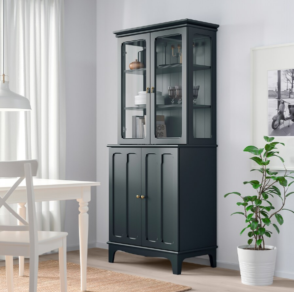 TỦ CÓ CỬA KÍNH LOMMARP IKEA - XANH LAM ĐẬM 86x199 cm