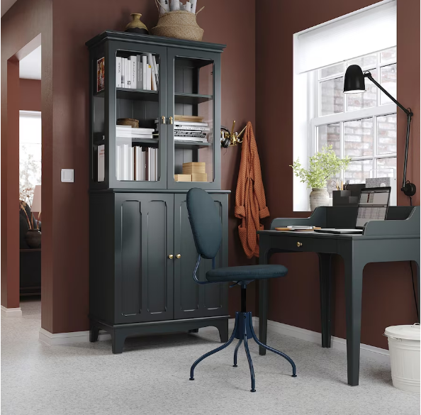 TỦ CÓ CỬA KÍNH LOMMARP IKEA - XANH LAM ĐẬM 86x199 cm