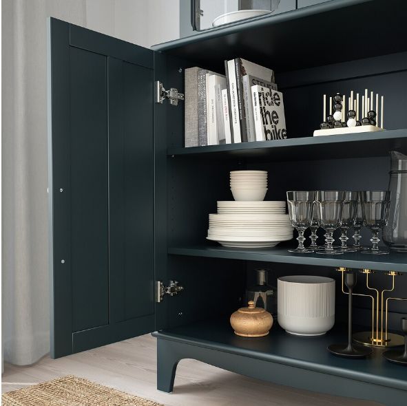 TỦ CÓ CỬA KÍNH LOMMARP IKEA - XANH LAM ĐẬM 86x199 cm