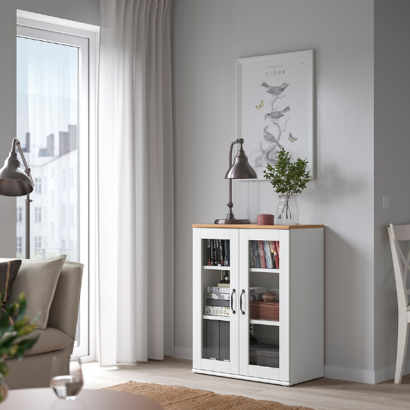TỦ CÓ CỬA KÍNH SKRUVBY IKEA - TRẮNG 70x90 cm