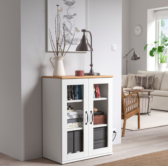 TỦ CÓ CỬA KÍNH SKRUVBY IKEA - TRẮNG 70x90 cm