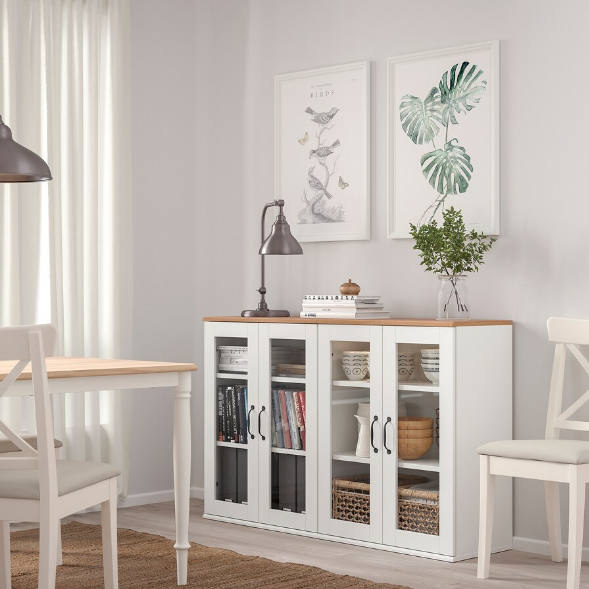 TỦ CÓ CỬA KÍNH SKRUVBY IKEA - TRẮNG 70x90 cm