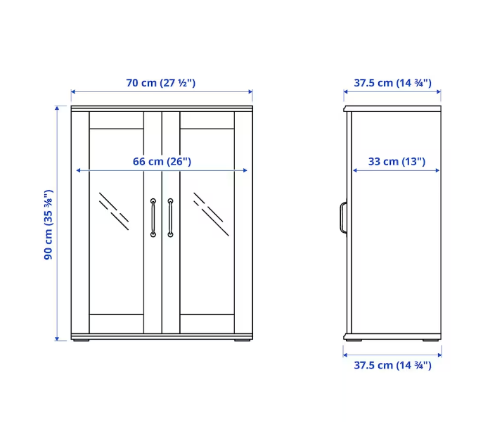 TỦ CÓ CỬA KÍNH SKRUVBY IKEA - TRẮNG 70x90 cm