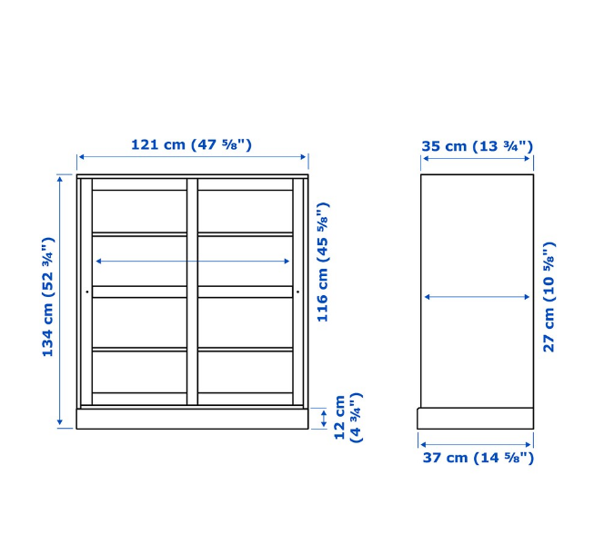 TỦ CỬA KÍNH CÓ CHÂN HAVSTA IKEA - TRẮNG 121x37x134 cm