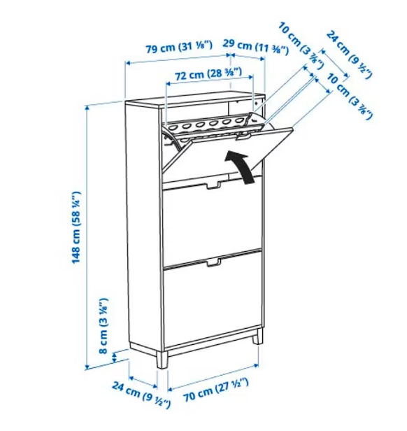 TỦ GIÀY 3 NGĂN STALL IKEA - TRẮNG 79x29x148 cm