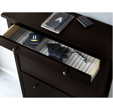TỦ GIÀY 2 NGĂN HEMNES IKEA - ĐEN NÂU 89x30x127 cm