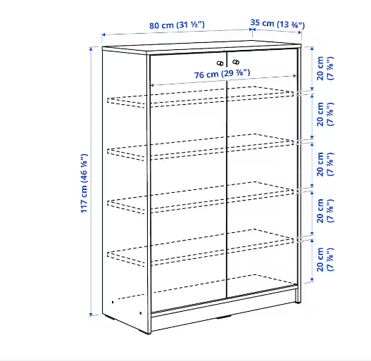 TỦ GIÀY KLEPPSTAD IKEA - TRẮNG 80x35x117 cm