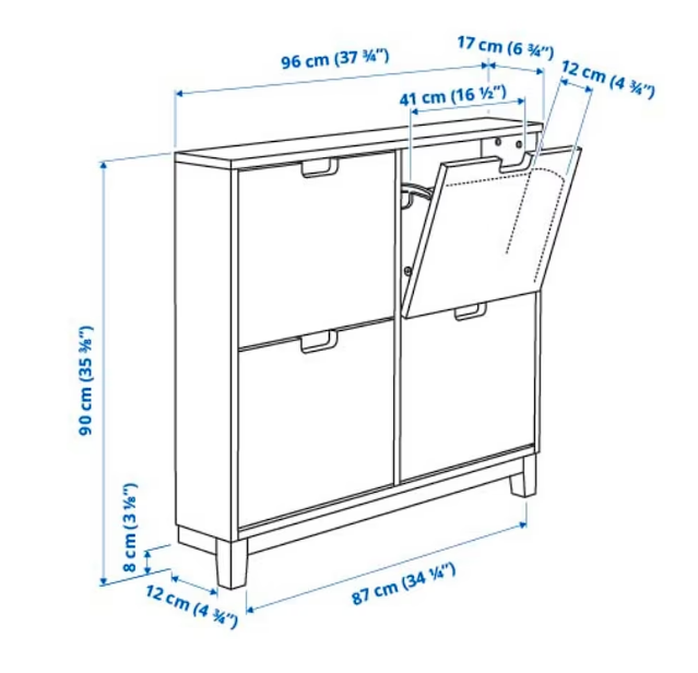 TỦ GIÀY 4 NGĂN STÄLL IKEA - TRẮNG 96x17x90 cm