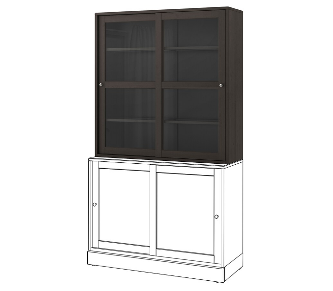 TỦ CÁNH KÍNH HAVSTA IKEA - NÂU SẪM 121x35x123 cm