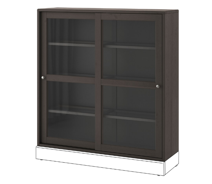 TỦ CÁNH KÍNH HAVSTA IKEA - NÂU SẪM 121x35x123 cm