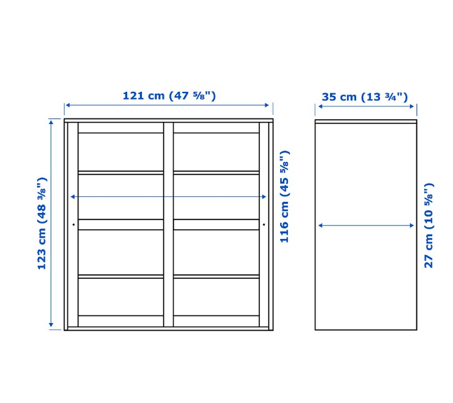 TỦ CÁNH KÍNH HAVSTA IKEA - TRẮNG 121x35x123 cm