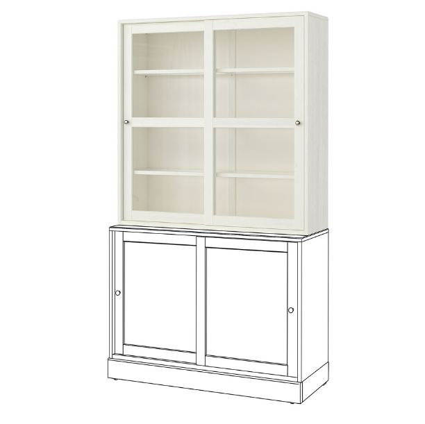 TỦ CÁNH KÍNH HAVSTA IKEA - TRẮNG 121x35x123 cm