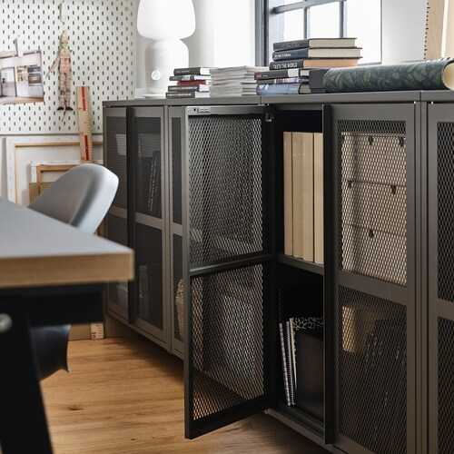 TỦ CÓ CỬA LƯỚI IVAR IKEA - XÁM 80x83 cm