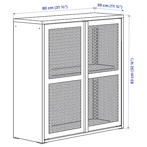 TỦ CÓ CỬA LƯỚI IVAR IKEA - XÁM 80x83 cm