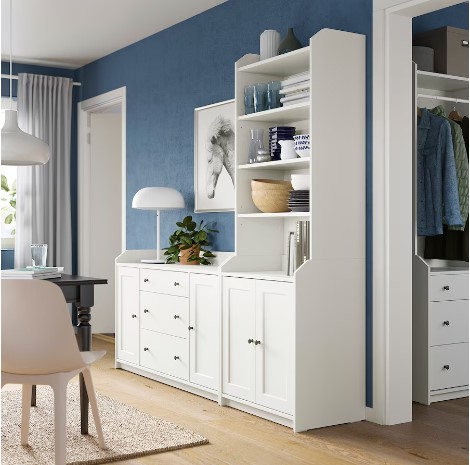 TỦ KỆ LƯU TRỮ HAUGA IKEA - TRẮNG 210x46x199 cm