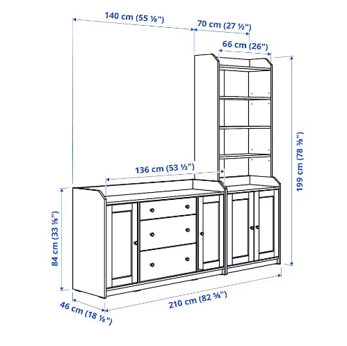 TỦ KỆ LƯU TRỮ HAUGA IKEA - TRẮNG 210x46x199 cm