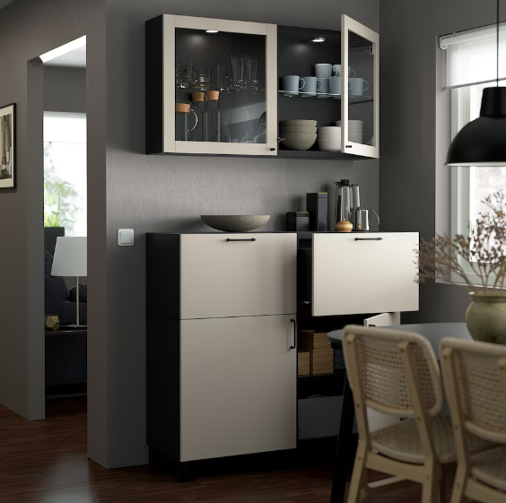 TỦ LƯU TRỮ KẾT HỢP BESTÅ IKEA - ĐEN/XÁM NHẠT 120x42x213 cm