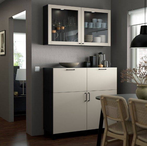 TỦ LƯU TRỮ KẾT HỢP BESTÅ IKEA - ĐEN/XÁM NHẠT 120x42x213 cm