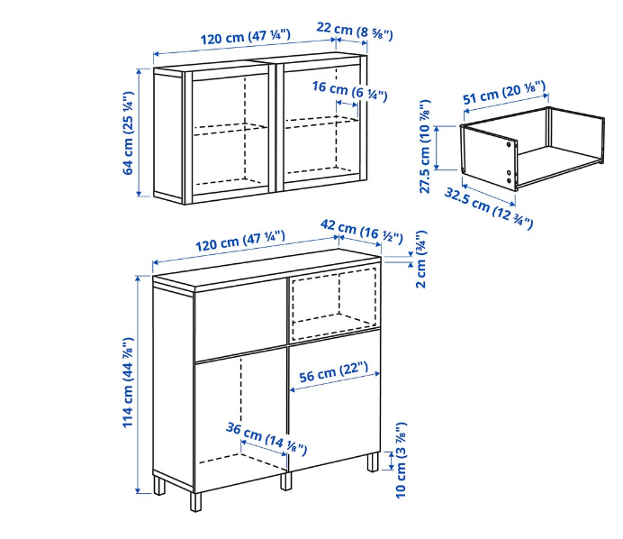 TỦ LƯU TRỮ KẾT HỢP BESTÅ IKEA - TRẮNG/SỒI 120x42x240 cm