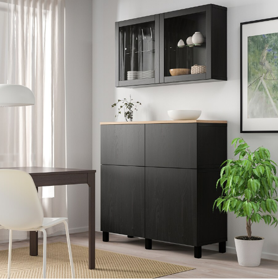 TỦ LƯU TRỮ KẾT HỢP BESTÅ IKEA - NÂU ĐEN SỒI 120x42x240 cm