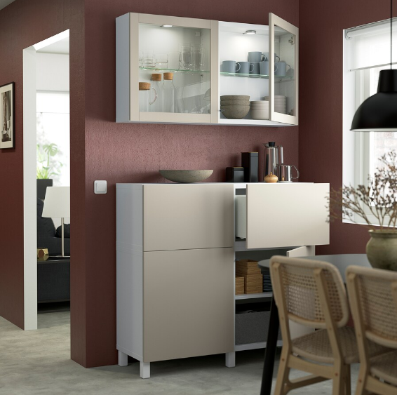 TỦ LƯU TRỮ KẾT HỢP BESTÅ IKEA - TRẮNG/XÁM NHẠT 120x42x213 cm