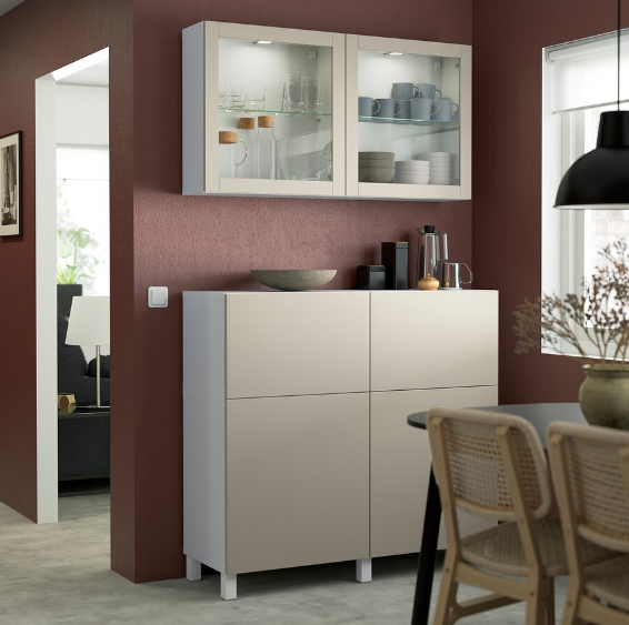 TỦ LƯU TRỮ KẾT HỢP BESTÅ IKEA - TRẮNG/XÁM NHẠT 120x42x213 cm