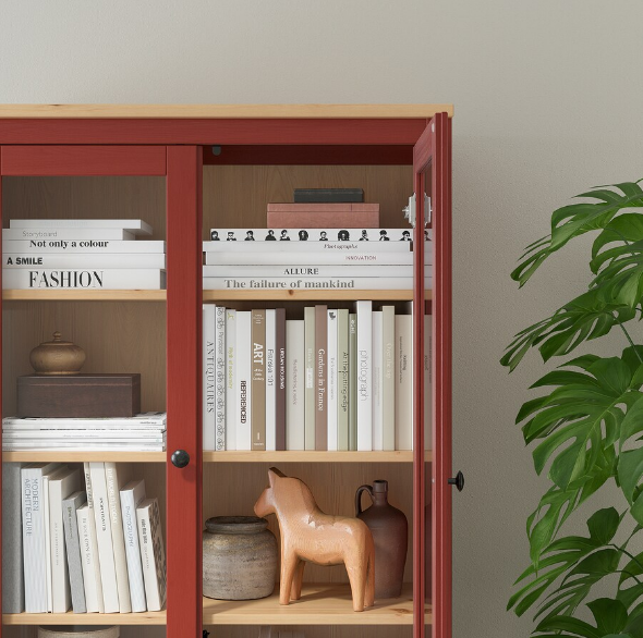 TỦ KÍNH 3 NGĂN KÉO HEMNES IKEA - ĐỎ NÂU 90x198 cm