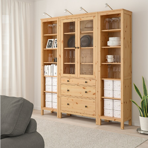TỦ LƯU TRỮ CÓ NGĂN KÉO HEMNES IKEA - NÂU NHẠT 188x198 cm