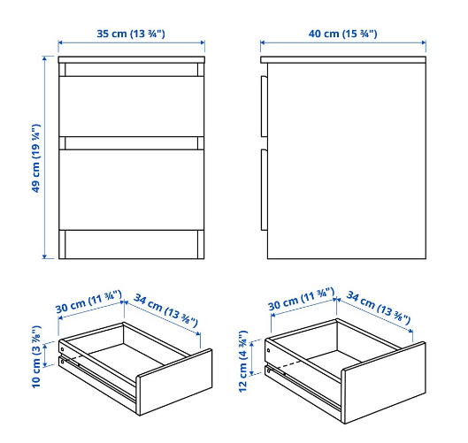 TỦ 2 NGĂN KULLEN IKEA - ĐEN 35X49cm