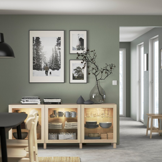 TỦ LƯU TRỮ CÓ CỬA KÍNH BESTÅ IKEA - MÀU SỒI 180x42x74 cm