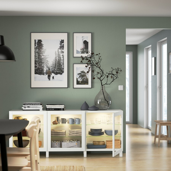 TỦ LƯU TRỮ CÓ CỬA KÍNH BESTÅ IKEA - TRẮNG 180x42x74 cm