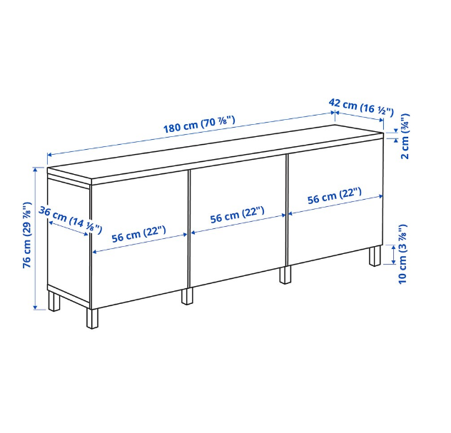 TỦ LƯU TRỮ CÓ CỬA KÍNH TRONG SUỐT BESTÅ IKEA - TRẮNG/ SỒI 180x42x76 cm