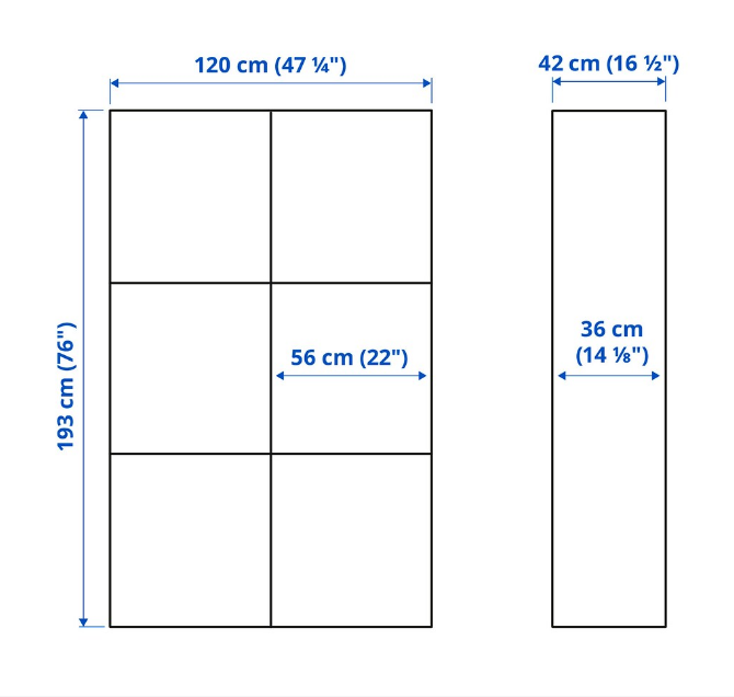 TỦ LƯU TRỮ CÓ CỬA BESTÅ IKEA - TRẮNG/XÁM 120x42x193 cm