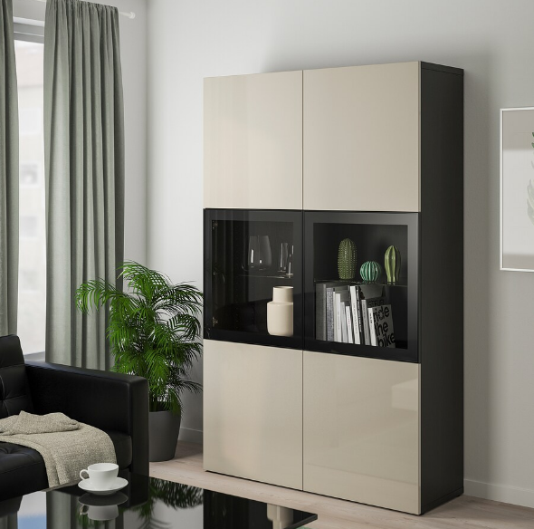 TỦ LƯU TRỮ CÓ CỬA BESTÅ IKEA - BE/ĐEN/NÂU 120x42x193 cm