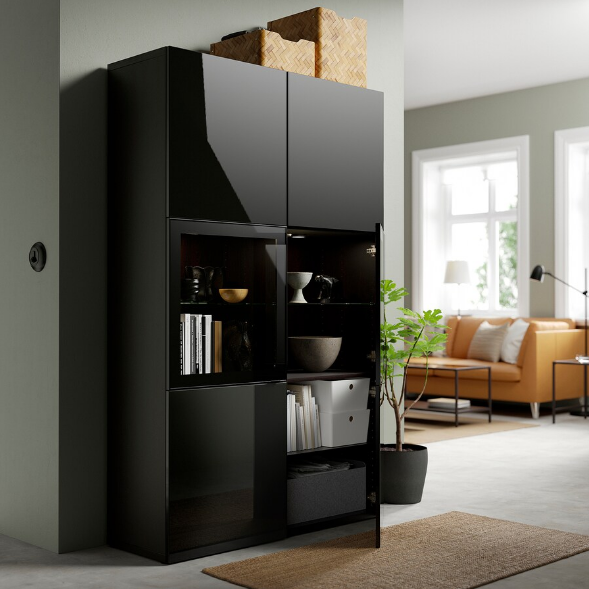 TỦ LƯU TRỮ CÓ CỬA BESTÅ IKEA - ĐEN NÂU 120x42x193 cm