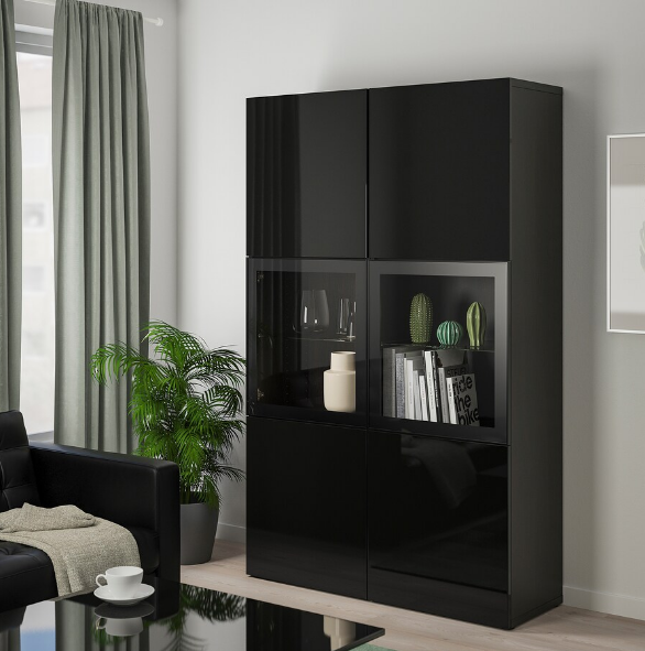 TỦ LƯU TRỮ CÓ CỬA BESTÅ IKEA - ĐEN NÂU 120x42x193 cm