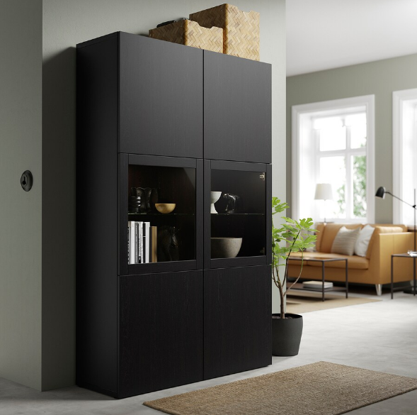 TỦ LƯU TRỮ CÓ CỬA BESTÅ IKEA - NÂU ĐEN 120x42x193 cm