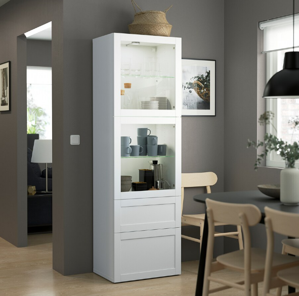 TỦ LƯU TRỮ CÓ CỬA BESTÅ IKEA - TRẮNG 60x42x193 cm