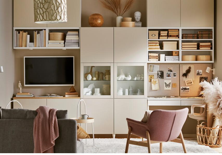 TỦ LƯU TRỮ CÓ CỬA BESTÅ IKEA - TRẮNG/XÁM 120x42x193 cm