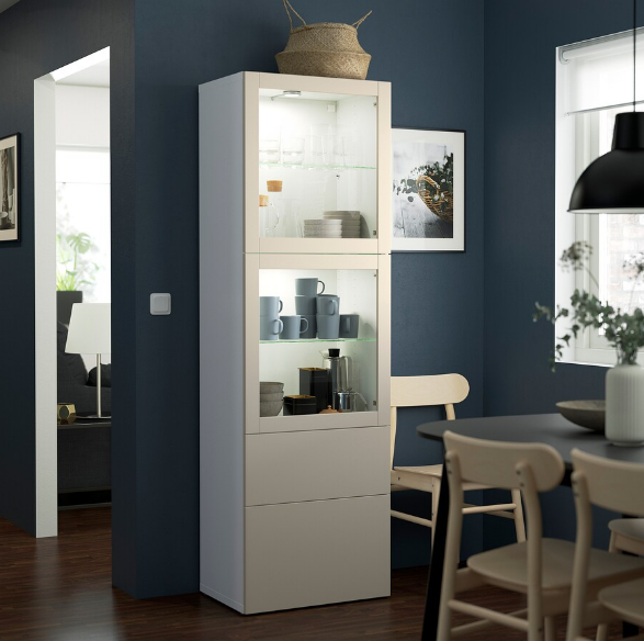 TỦ LƯU TRỮ CÓ CỬA BESTÅ IKEA - TRẮNG/XÁM NHẠT 60x42x193 cm