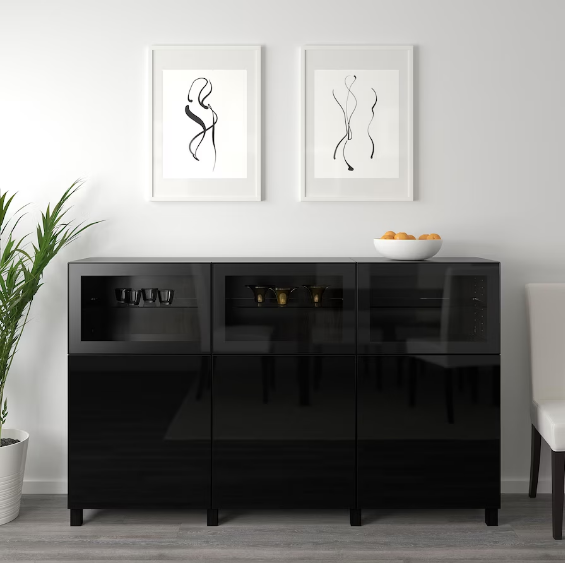 TỦ LƯU TRỮ CÓ CỬA BESTÅ IKEA - ĐEN NÂU BÓNG 180x42x112 cm