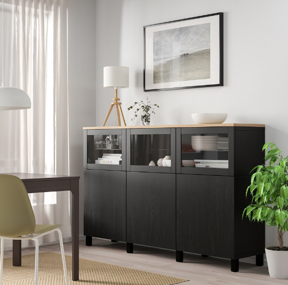 TỦ LƯU TRỮ CÓ CỬA BESTÅ IKEA -  NÂU ĐEN SỒI 180x42x114 cm